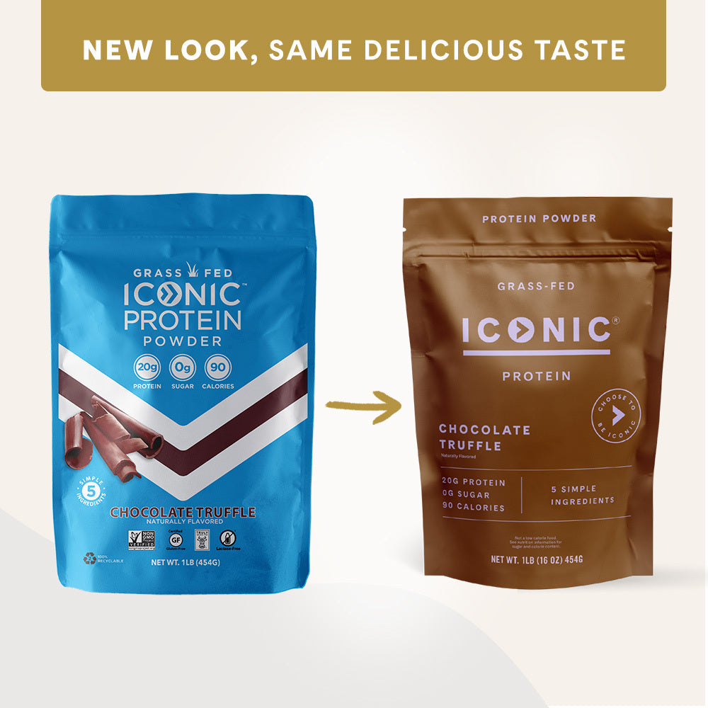 New look, same delicious taste. Transition from old packaging to new packaging.